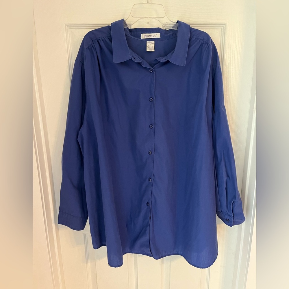 Roaman's Plus Button-Up Blouse